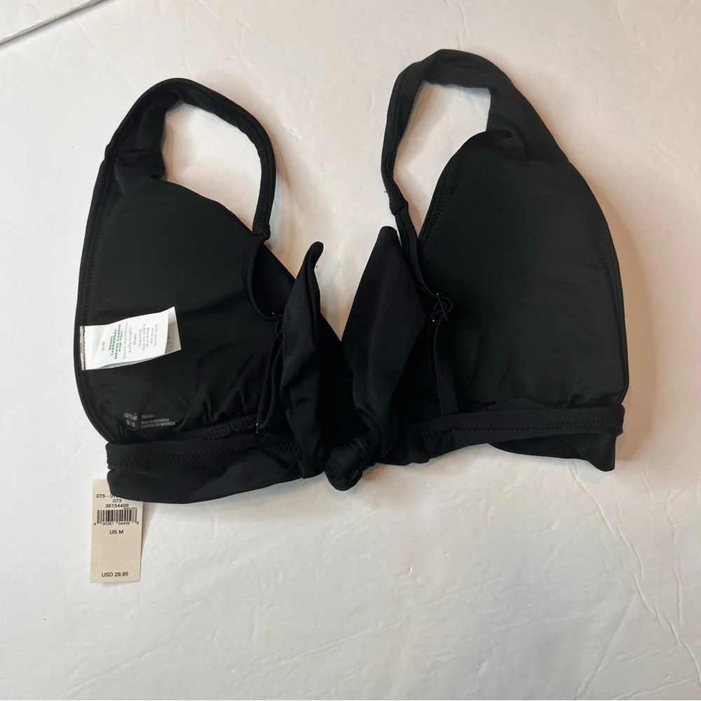 NWT Aerie Plunge Longline Triangle Bikini Top Swim Padded Women Black Size M